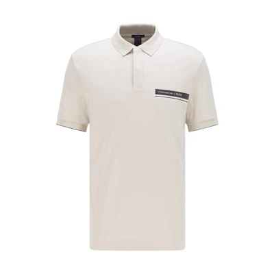 HUGO BOSS Porsche White Solid Short Sleeve Polo Shirt. 50457012-131