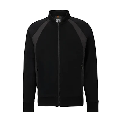 HUGO BOSS Porsche Black Cotton-Blend Logo Patch Zip-Up Sweatshirt Jacket Mens 50503751-001