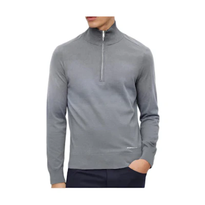 HUGO BOSS Porsche Collaboration Logo Print Grey Half-Zip High-Neck Pullover 50489070-041
