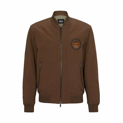 HUGO BOSS Porsche FW23 Capsule Logo Zip Brown Casual Jacket for Men 50499031-361