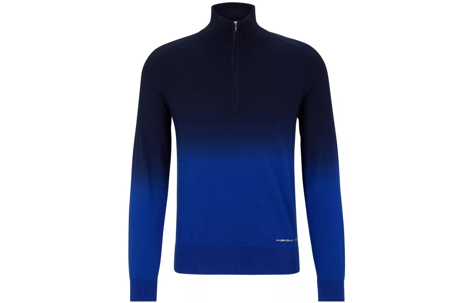 HUGO BOSS Porsche Gradient High-Neck Half-Zip Pullover Sweatshirt Blue SS23 50489070-433