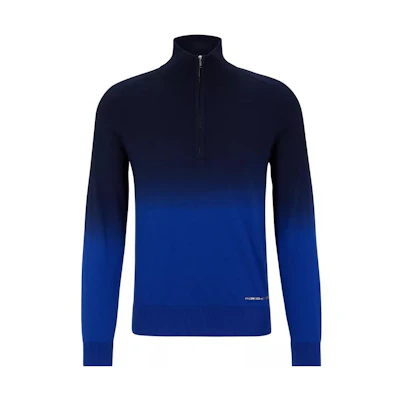 HUGO BOSS Porsche Gradient High-Neck Half-Zip Pullover Sweatshirt Blue SS23 50489070-433