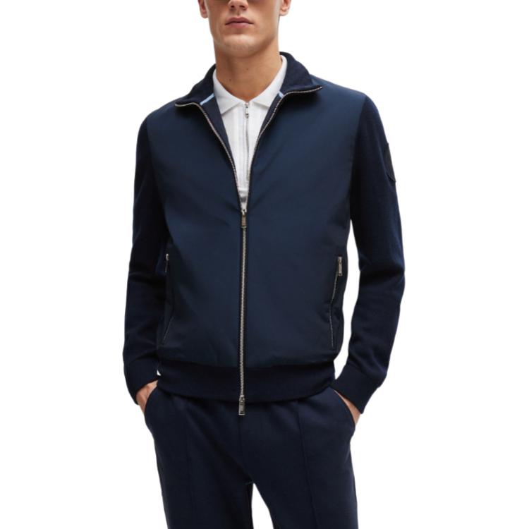HUGO BOSS PORSCHE Ribbed Zip-Up Jacket Dark Blue 50506028-404