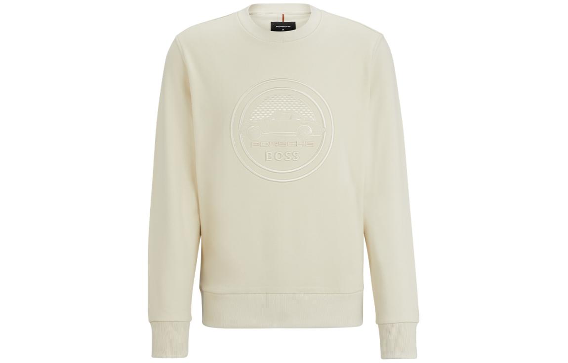 HUGO BOSS Porsche SS24 Logo Embroidered Crewneck Sweatshirt Men’s Off-White 50507788-131