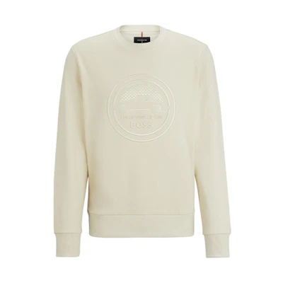 HUGO BOSS Porsche SS24 Logo Embroidered Crewneck Sweatshirt Men’s Off-White 50507788-131
