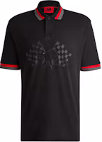 HUGO BOSS x RB F1 Collab Relaxed Fit Black Polo Shirt with Bull Logo for Men 50533537-001 HUGO BOSS x RB F1 Collab Relaxed Fit Black Polo Shirt with Bull Logo for Men 50533537-001