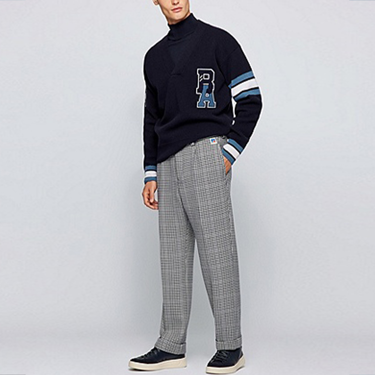 Lookbook HUGO BOSS x Russell Athletic  Logo Wool Pullover Sweater Navy Blue. 50462870-410