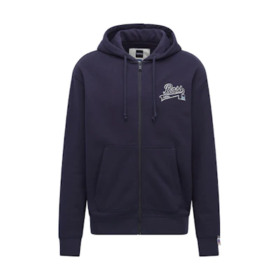 HUGO BOSS Russell Athletic Navy Logo Embroidered Zip-Up Hoodie. 50463557-410