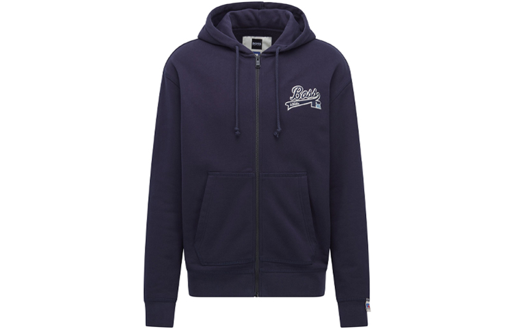 Order HUGO BOSS x Russell Athletic 海軍藍刺繡標誌拉鍊連帽上衣. 50463557-410
