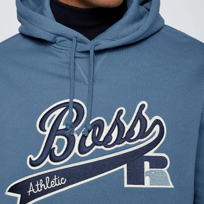 雨果博斯 x Russell Athletic 蓝色标志连帽衫毛衣 50463556-438 Details for 雨果博斯 x Russell Athletic 蓝色标志连帽衫毛衣 50463556-438