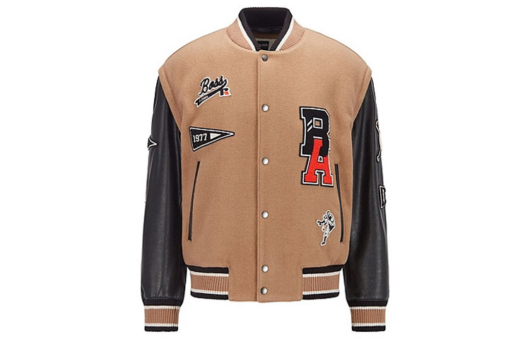 Order HUGO BOSS x Russell Athletic 联名logo羊毛混纺夹克 男女同款 棕色. 50463785-262