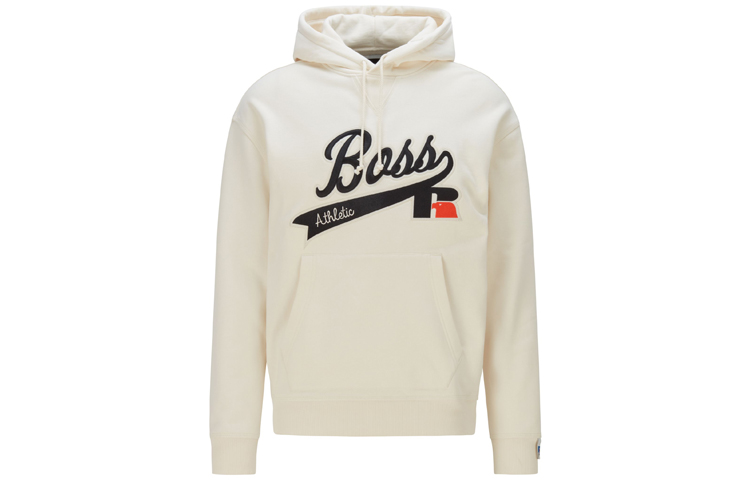 HUGO BOSS Russell Athletic SS22 Logo Cotton-Blend Hoodie Off-White 50463556-118