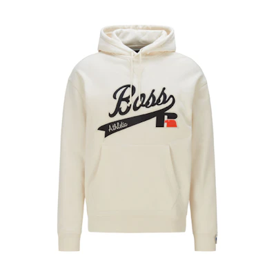 HUGO BOSS Russell Athletic SS22 Logo Cotton-Blend Hoodie Off-White 50463556-118