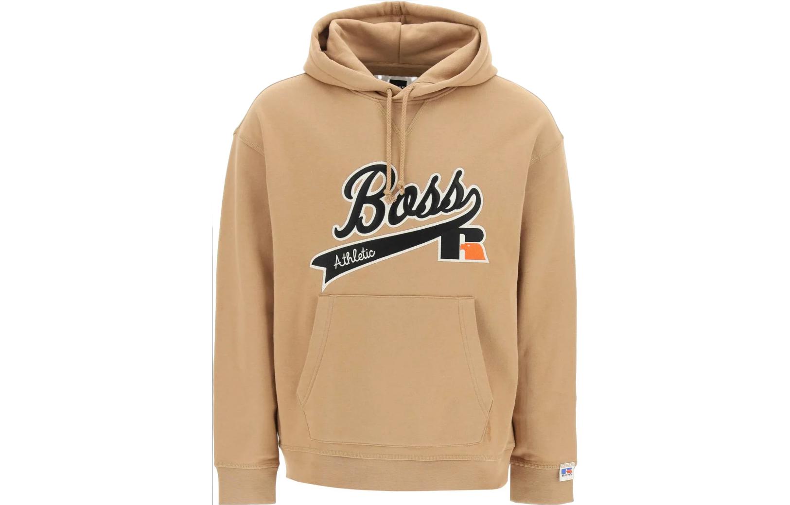 HUGO BOSS Russell Athletic SS22 Logo Print Hoodie Khaki - 50463556-262