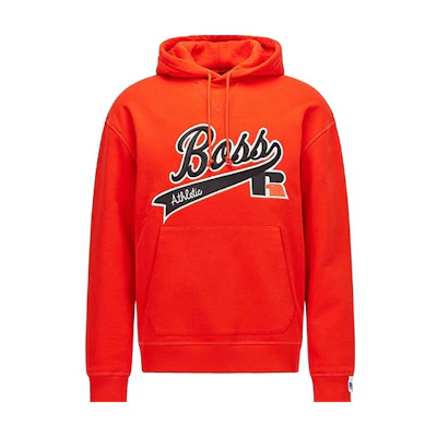 HUGO BOSS Russell Athletic SS22 Orange Cotton Blend Hoodie for Men 50463556-821