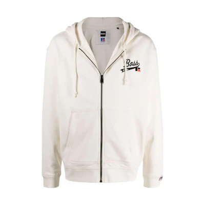 HUGO BOSS Russell Athletic SS22 White Logo Embroidered Zip Hoodie for Men 50463557-118