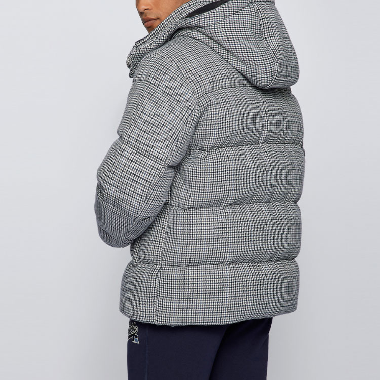 Purchase HUGO BOSS x Russell FW22  Houndstooth Quilted Hooded Down Jacket Grey 50463797-030