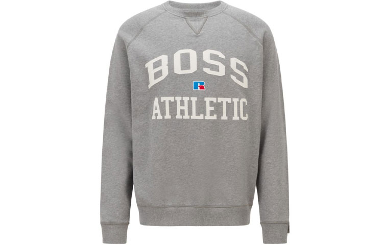 HUGO BOSS RUSSELL Graphic Loose Fit Sweatshirt Grey Collaboration 50455995-034
