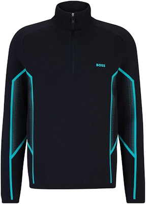 HUGO BOSS 漸變提花海軍藍拉鍊領毛衣 男士常規版型。 50504952-402 Order HUGO BOSS 漸變提花海軍藍拉鍊領毛衣 男士常規版型。 50504952-402