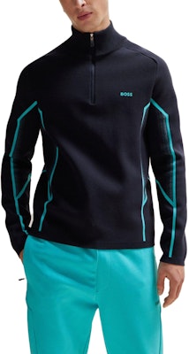 HUGO BOSS 漸變提花海軍藍拉鍊領毛衣 男士常規版型。 50504952-402 Lookbook HUGO BOSS 漸變提花海軍藍拉鍊領毛衣 男士常規版型。 50504952-402