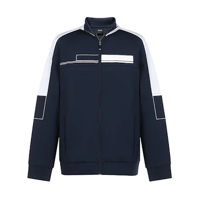 HUGO BOSS Zip-Up Logo Jacket in Navy Blue 50441244-410