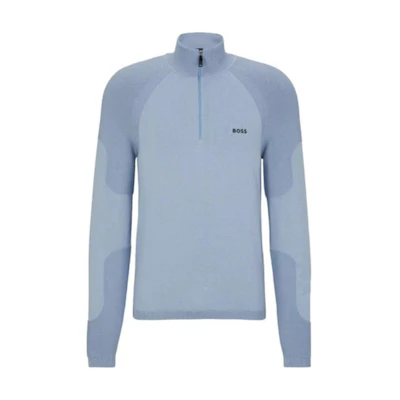 HUGO BOSS Zip-Up Stand Collar Sweatshirt Light Blue 50498525-498