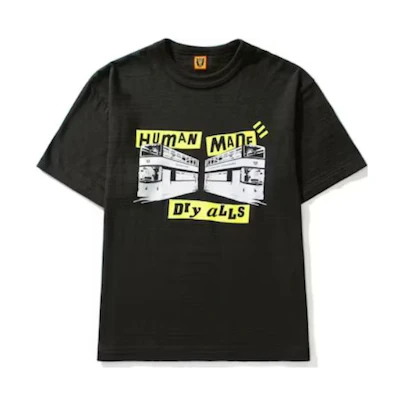 HUMAN MADE Black Loose Fit Crewneck Letter Print T-Shirt. HM23TE034