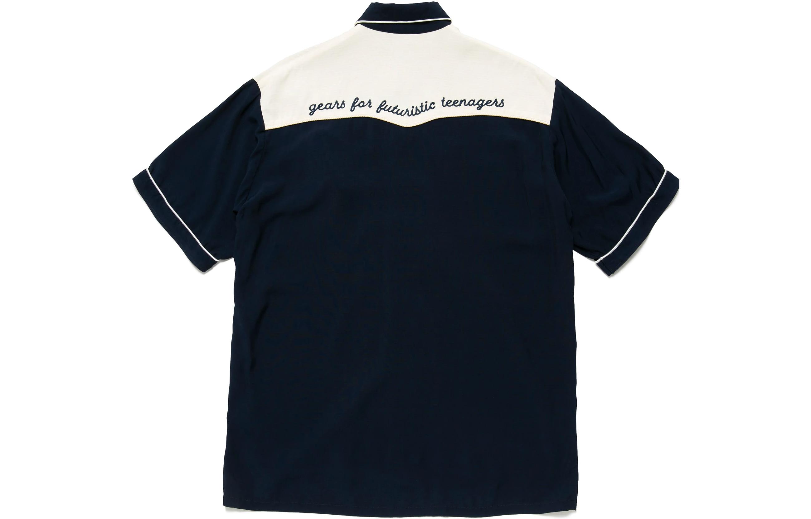 Lookbook HUMAN MADE  Black Short-Sleeve Shirt with Heart Embroidery. HM23SH014