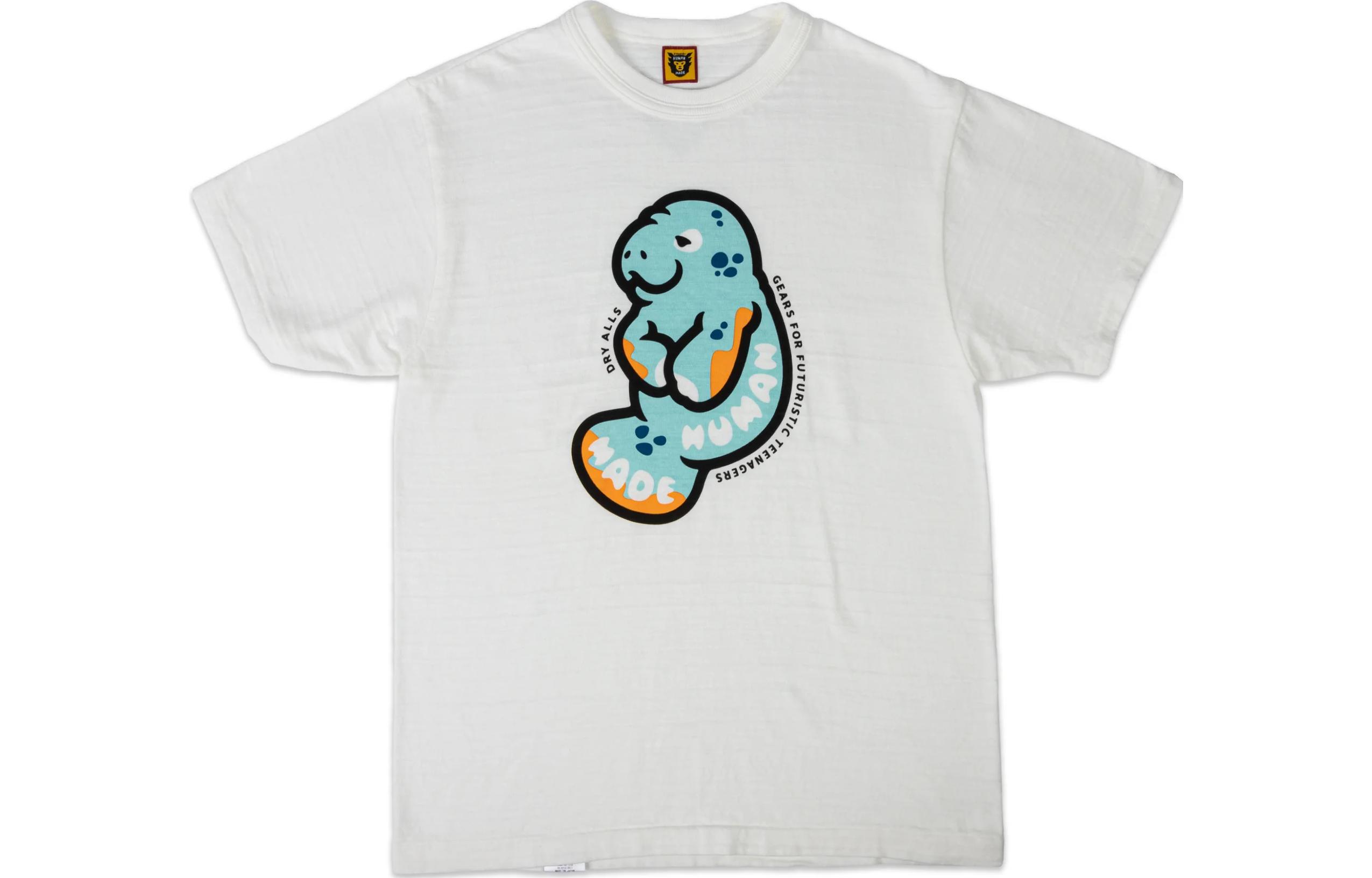 Order HUMAN MADE Camiseta Blanca de Manga Corta con Gráfico de Manatí. HM23TE022-WHITE