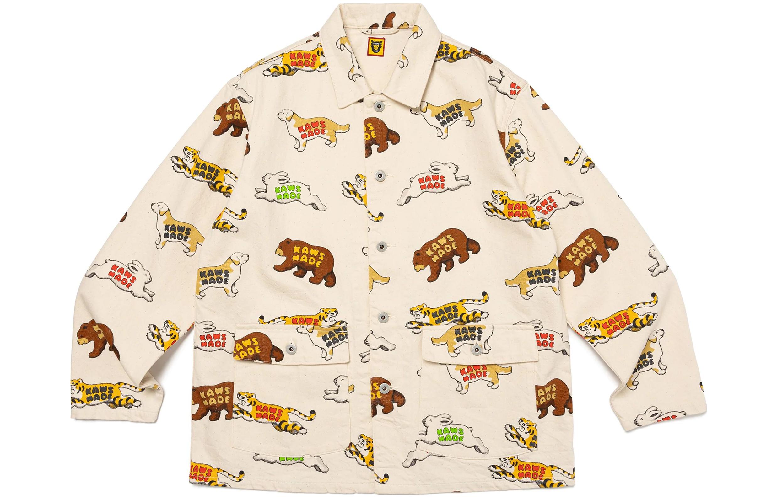 Human Made Animal Print Button-Up Long Sleeve Jacket Unisex White XX26JK003-WHITE