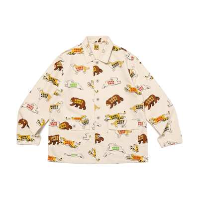 Human Made Animal Print Button-Up Long Sleeve Jacket Unisex White XX26JK003-WHITE