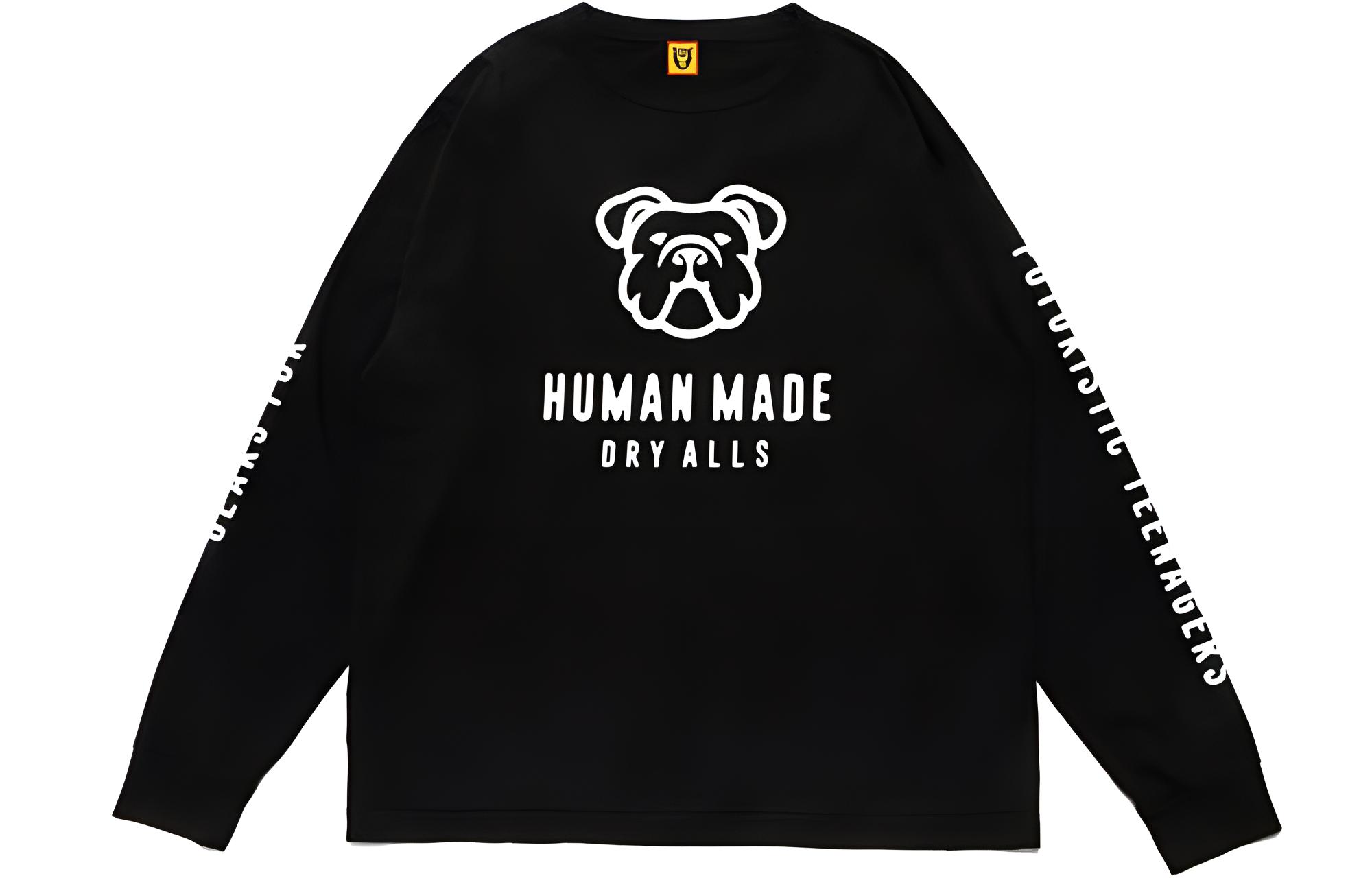 HUMAN MADE Black Casual Long-Sleeve Pullover T-Shirt. HM22CS010