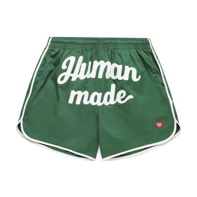 HUMAN MADE Blue Logo Print Relaxed Fit Camp Shorts for Men. HM25PT018
