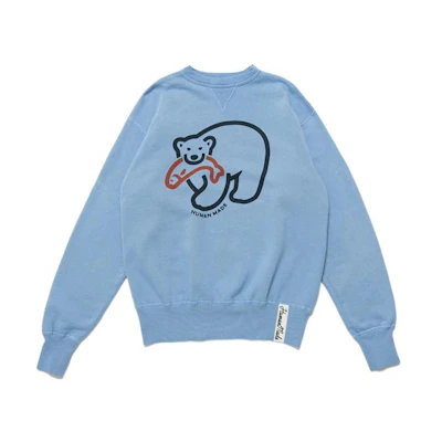 Human Made Blue Polar Bear Cartoon Print Unisex Crewneck Sweatshirt HM23CS007