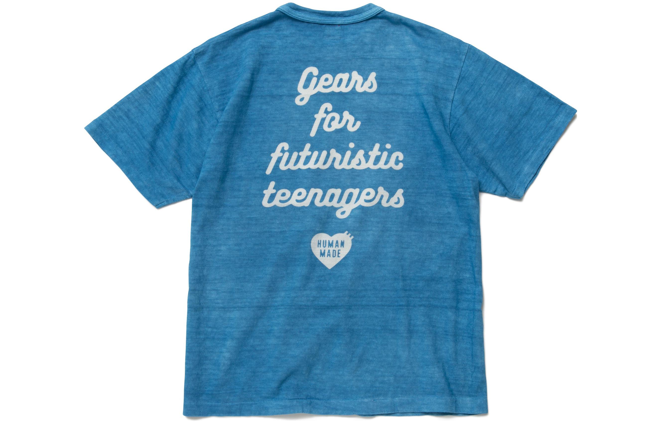 HUMAN MADE Capsule Slogan Print Blue Crewneck T-Shirt  Short Sleeve HM23CS034