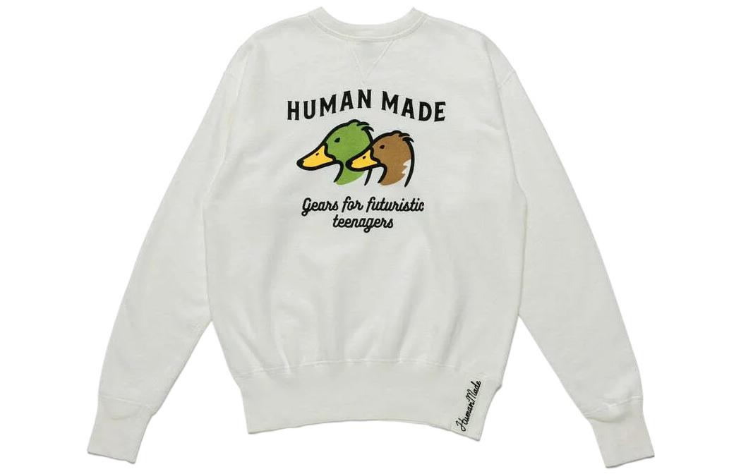 HUMAN MADE Cartoon Print Crewneck Sweatshirt Unisex White HM23CS006