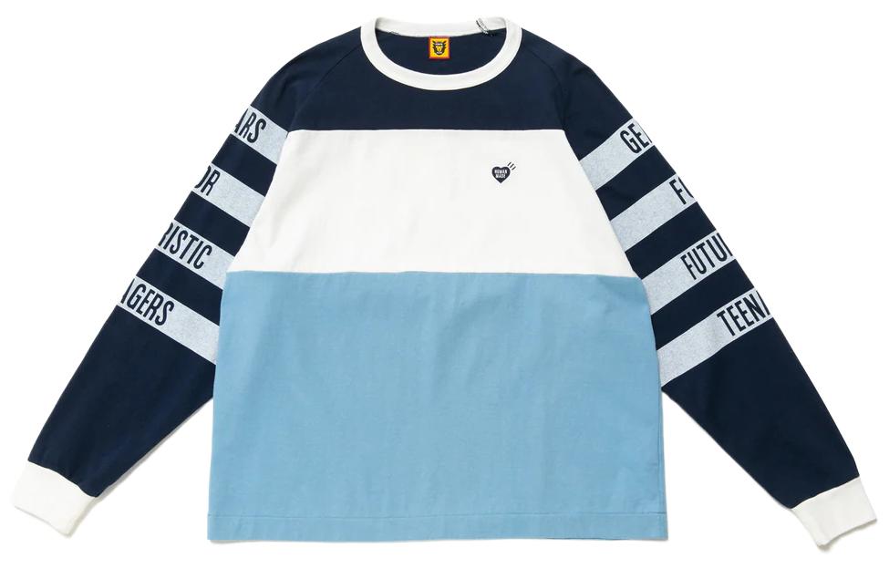 Shop HUMAN MADE Camiseta Manga Larga Unisex Gráfica Colorblock Cuello Redondo HM23CS019