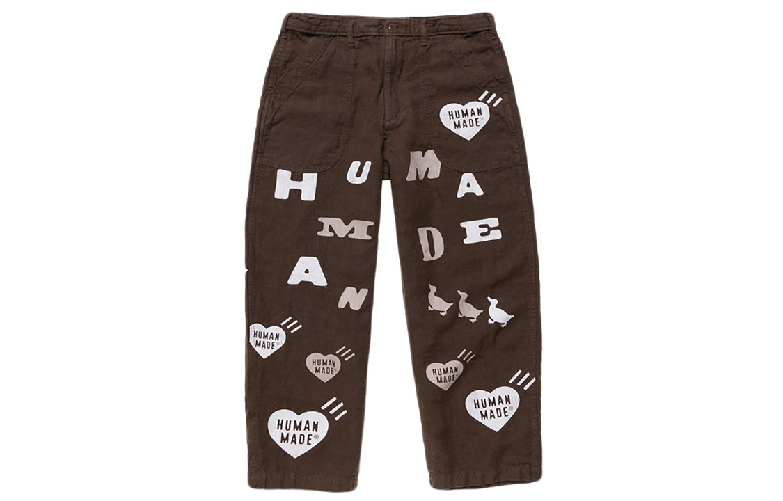 Human Made Deck Pants Brown/White Casual Printed Long Trousers HM19PT012