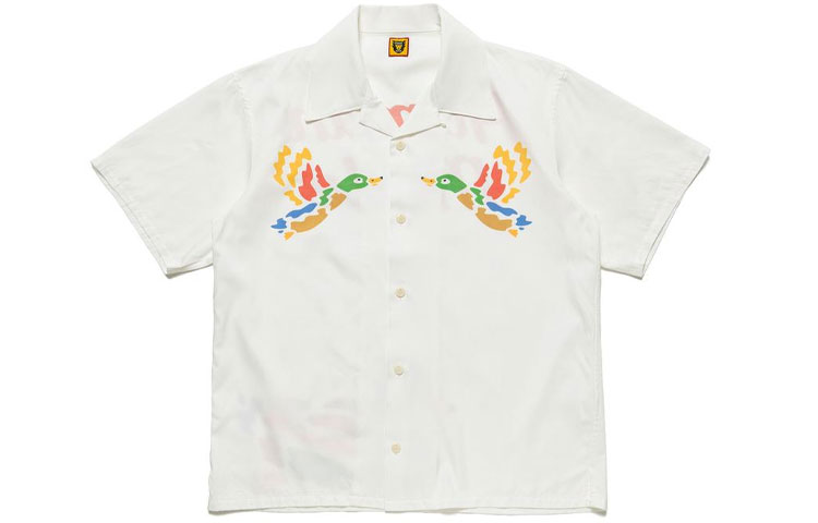 HUMAN MADE Double Duck Hawaiian Short Sleeve Shirt Unisex White. HM21SH012