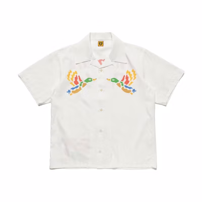 HUMAN MADE Double Duck Hawaiian Short Sleeve Shirt Unisex White. HM21SH012