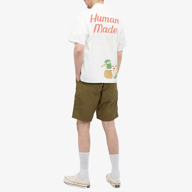 Details for HUMAN MADE Double Duck Hawaiian Short Sleeve Shirt Unisex White. HM21SH012