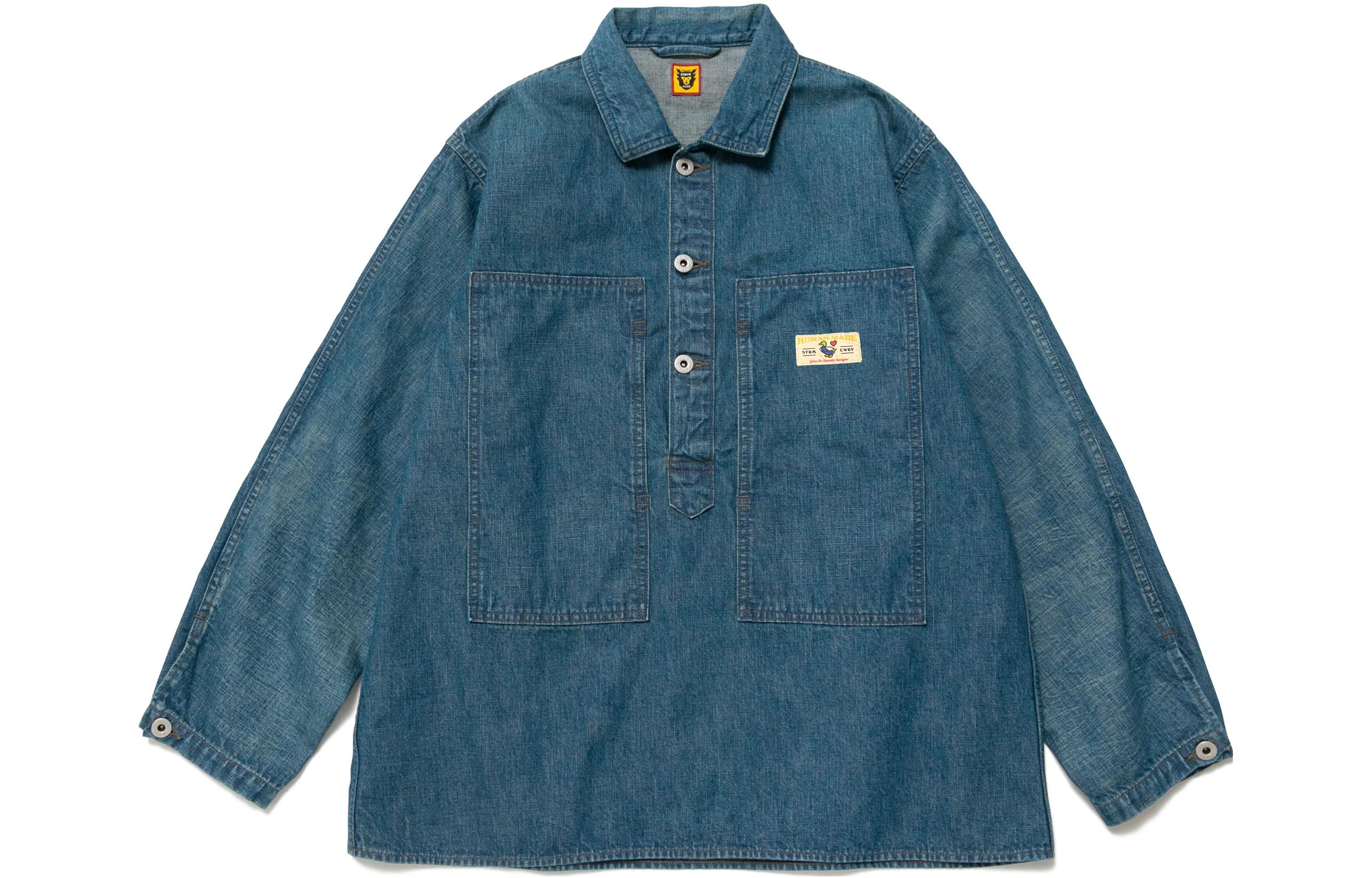 HUMAN MADE Dry Alls Letter Logo Long Sleeve Shirt Unisex Blue HM24SH004