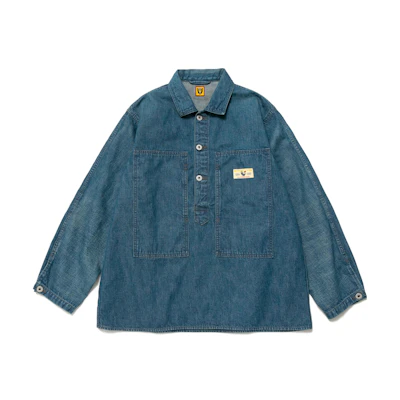 HUMAN MADE Dry Alls Letter Logo Long Sleeve Shirt Unisex Blue HM24SH004