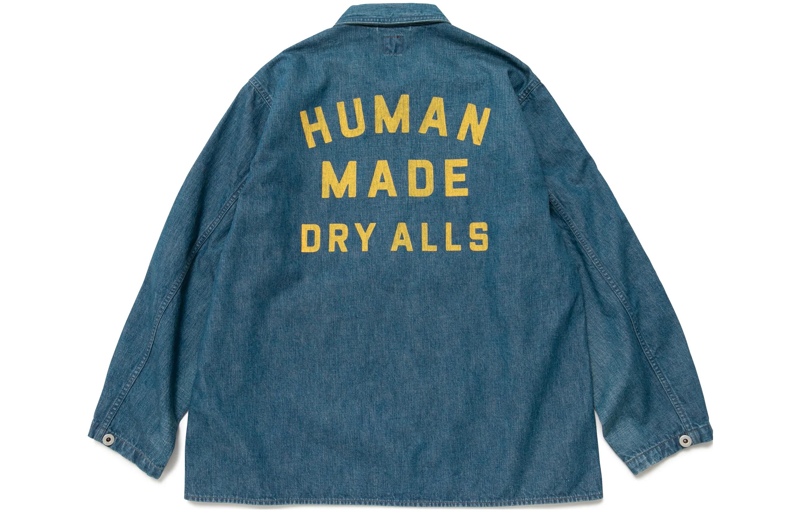 Lookbook 휴먼메이드 드라이올스 레터 로고 긴팔 셔츠 유니섹스 블루 HM24SH004