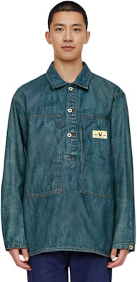 휴먼메이드 드라이올스 레터 로고 긴팔 셔츠 유니섹스 블루 HM24SH004 Shop 휴먼메이드 드라이올스 레터 로고 긴팔 셔츠 유니섹스 블루 HM24SH004