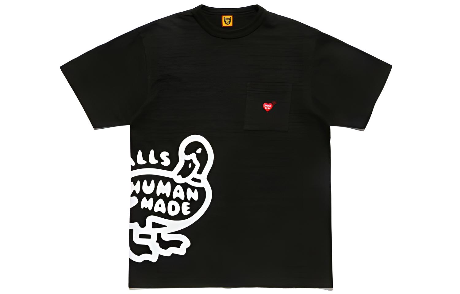 HUMAN MADE Duck Embroidery Heart Pocket Unisex Short Sleeve T-Shirt HM21CS024