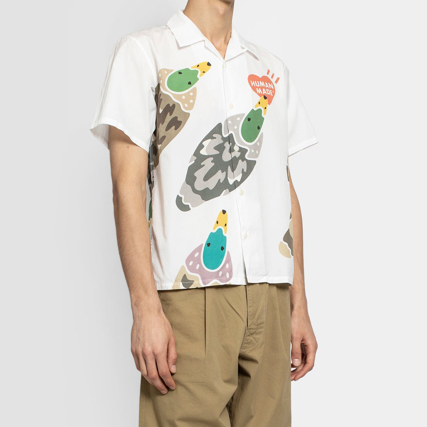 Details for HUMAN MADE Duck Print Aloha Shirt White HM19SH009
