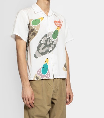 HUMAN MADE Duck Print Aloha Shirt White HM19SH009 Details for HUMAN MADE Duck Print Aloha Shirt White HM19SH009