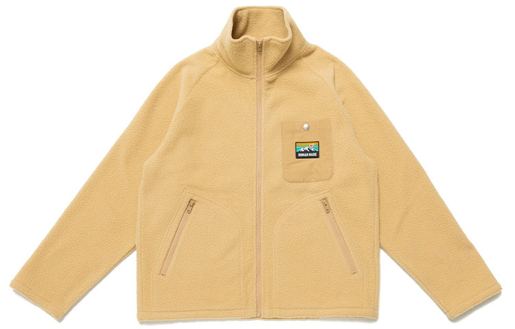HUMAN MADE Embroidered Logo Fleece Jacket Unisex High Collar HM22JK016