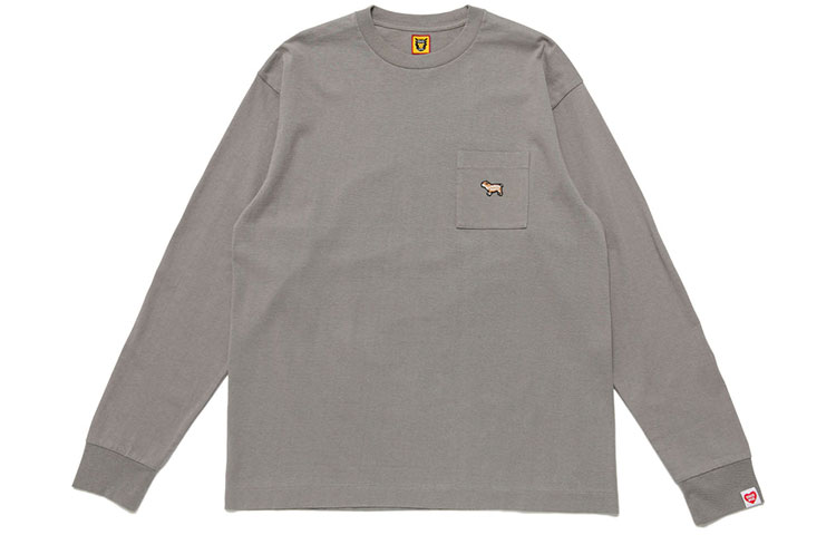 Order HUMAN MADE Kaos Lengan Panjang Unisex Patch Logo Bordir HM23CS017